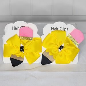 Yellow and Pink Hair Clips for Kids